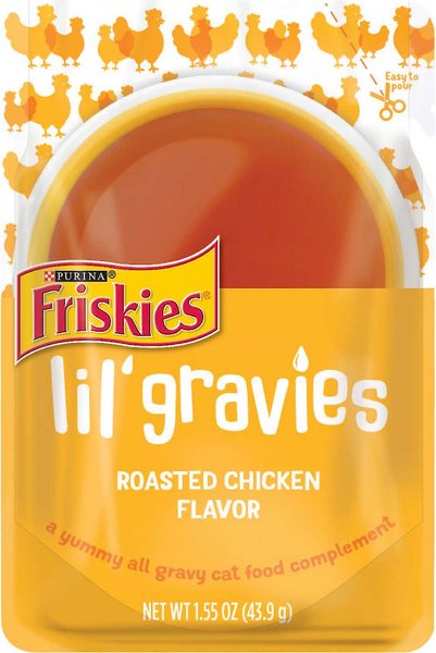 Friskies Lil' Gravies Roasted Chicken Flavor Cat Food Complement, 1.55-oz, case of 16, 1.55-oz, case of 16, bundle of 2 slide 1 of 9