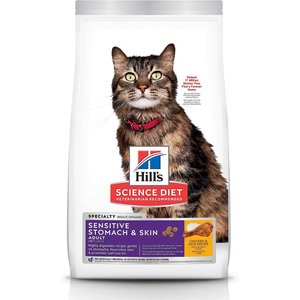 Hill's Science Diet Adult Sensitive Stomach & Skin Chicken & Rice Recipe Dry Cat Food, 3.5-lb bag, bundle of 2