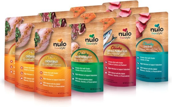 Nulo FreeStyle Chunky Broth Grain-Free Variety Pack Cat Food, 2.8-oz pouch, case of 12 slide 1 of 7