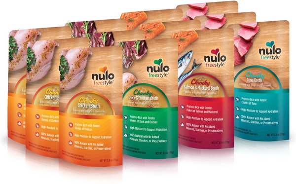 Nulo FreeStyle Chunky Broth Grain-Free Variety Pack Cat Food, 2.8-oz pouch, case of 12 slide 1 of 9