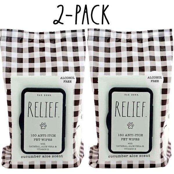 Rae Dunn WIPE. Aloe & Vitamin E Coconut Vanilla Scent Dog Wipes, 150 count, 2 pack