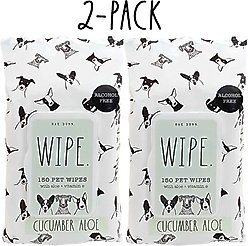 Rae Dunn WIPE. Aloe & Vitamin E Cucumber Aloe Scent Dog Wipes, 150 count, 2 pack