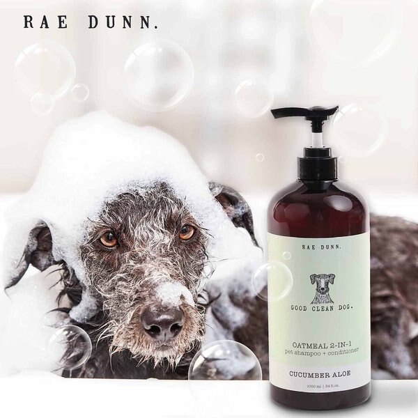Rae Dunn Clean Dog. Happy Dog. Oatmeal 2-in-1 Dog Shampoo & Conditioner, 1000-mL bottle, 2 count