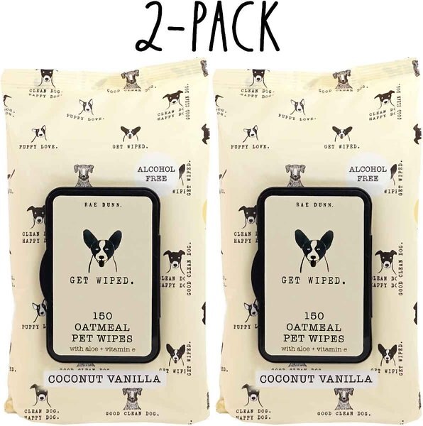 Rae Dunn WIPE. Aloe & Vitamin E Cucumber Aloe Scent Dog Wipes, 150 count, 2 pack