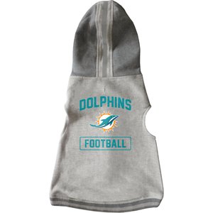 Littlearth NFL Dog & Cat Hooded Crewneck Sweater, Miami Dolphins, X-Small
