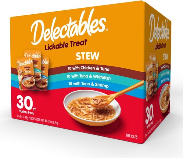 Hartz Delectables Stew Variety Pack Lickable Cat Treats, 0.12-oz tube, 30 count slide 1 of 11