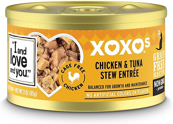 I and Love and You XOXO Chicken & Tuna Stew Grain-Free Canned Cat Food, 3-oz, Case of 24 slide 1 of 7