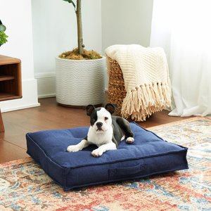 Happy Hounds Milo Square Tufted Pillow Dog Bed, Cobalt, Small