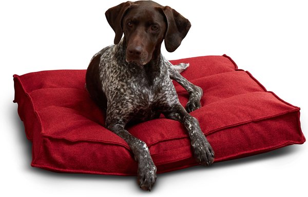 Happy Hounds Milo Square Tufted Pillow Dog Bed, Scarlet, Medium slide 1 of 7