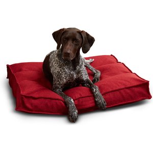 Happy Hounds Milo Square Tufted Pillow Dog Bed, Scarlet, Medium