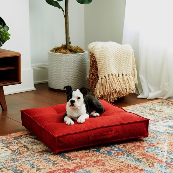 Happy Hounds Milo Square Tufted Pillow Dog Bed, Scarlet, Small slide 1 of 7