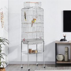 Yaheetech 64-in Open Top Metal Parrot Cage with Detachable Rolling Stand, Light Gray