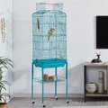 Yaheetech 64-in Open Top Metal Parrot Cage with Detachable Rolling Stand, Teal Blue