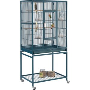 Yaheetech 54-in Rolling Metal Large Parrot Cage Mobile Bird Cage with Detachable Stand, Navy Blue