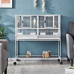 Yaheetech Stackable Wide Divided Breeder Bird Cage, White