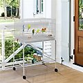 Yaheetech Rolling Stand Extra Space Wood Perches Bird Cage, Light Gray