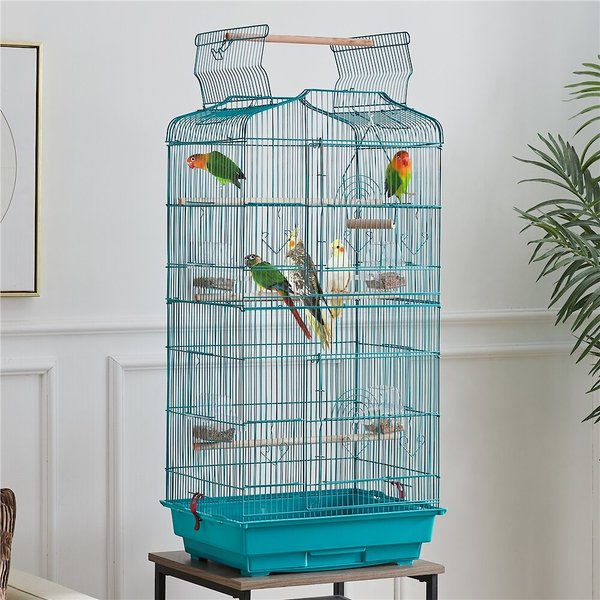Yaheetech 41-in Open Top Metal Birdcage Parrot Cage, Teal Blue slide 1 of 8