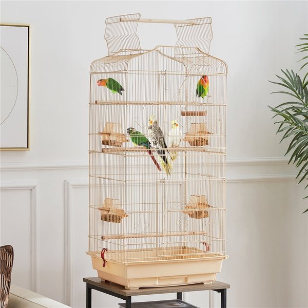 Yaheetech 41-in Open Top Metal Birdcage Parrot Cage, Almond slide 1 of 8