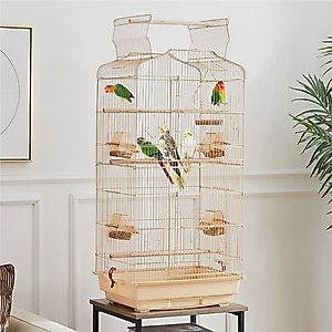 Yaheetech 41-in Open Top Metal Birdcage Parrot Cage, Almond