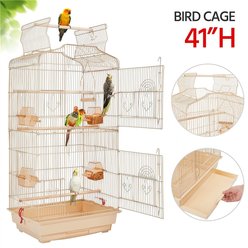 Yaheetech 41-in Open Top Metal Birdcage Parrot Cage, Almond slide 2 of 8