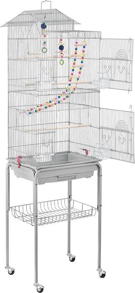 Yaheetech 62.5-in Rolling Large Bird Cage & Detachable Stand, Light Gray slide 1 of 8
