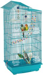 Yaheetech 39-in Metal Parrot Cage, Teal Blue