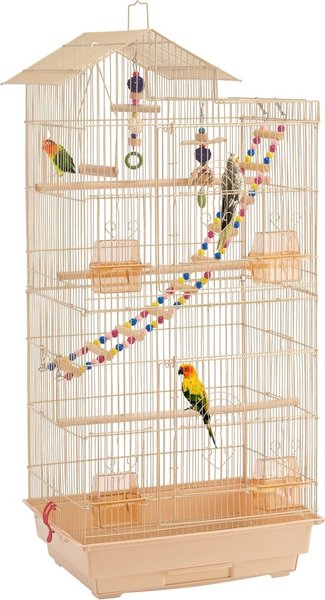 Yaheetech 39-in Metal Parrot Cage, Almond slide 1 of 9