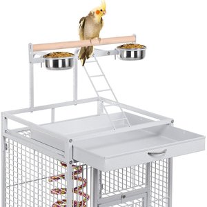 Yaheetech Rolling Metal Parrot Cage with Playtop, White