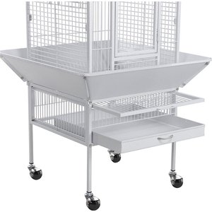 Yaheetech Rolling Metal Parrot Cage with Playtop, White