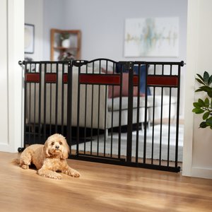 Frisco Wood Accents Extra Wide Auto-close Pet Gate, 30-in, Black