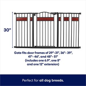 Frisco Wood Accents Extra Wide Auto-close Pet Gate, 30-in, Black