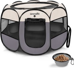 SereneLife Portable Foldable Dog & Cat Tent, Gray, Small