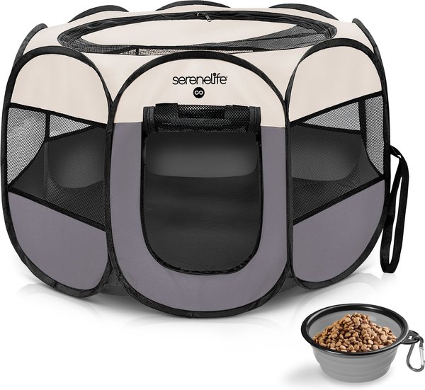 SereneLife Portable Foldable Dog & Cat Tent, Gray, Large slide 1 of 7