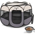 SereneLife Portable Foldable Dog & Cat Tent, Gray, Large