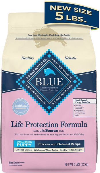 Blue Buffalo Life Protection Formula Small Breed Puppy Chicken & Oatmeal Recipe Dry Dog Food, 5-lb bag slide 1 of 10