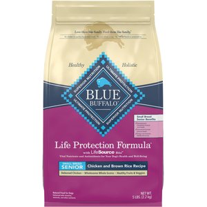 Blue Buffalo Life Protection Formula Small Breed Senior Chicken & Brown Rice Recipe Dry Dog Food, 5-lb bag