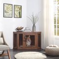 Unipaws Furniture Style Corner Dog Crate, Walnut, Medium