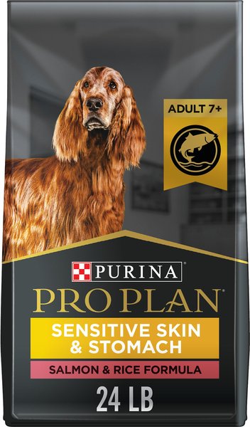 Purina Pro Plan Sensitive Skin & Stomach 7+ Salmon & Rice Formula Dry Dog Food, 24-lb bag slide 1 of 10
