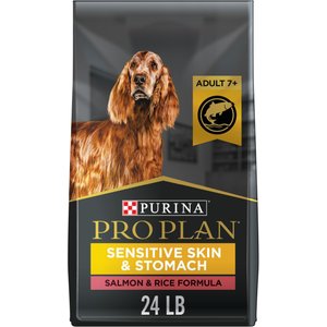 Purina Pro Plan Sensitive Skin & Stomach 7+ Salmon & Rice Formula Dry Dog Food, 24-lb bag
