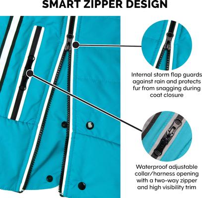 Show full view: FurHaven Pro-Fit Dog Coat, Aquamarine, Large slide 6 of 10