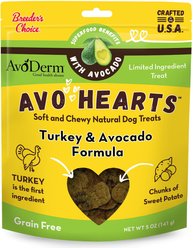 AvoDerm AvoHearts Turkey & Avocado Formula Dog Treats, 5-oz bag