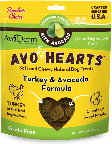 AvoDerm AvoHearts Turkey & Avocado Formula Dog Treats, 5-oz bag slide 1 of 4