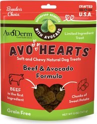 AvoDerm AvoHearts Beef & Avocado Formula Dog Treats, 5-oz bag