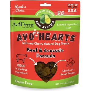 AvoDerm AvoHearts Beef & Avocado Formula Dog Treats, 5-oz bag