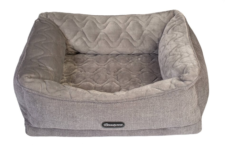 BEAUTYREST Ultra Plush Quilted Dog & Cat Bed, Medium, Gray