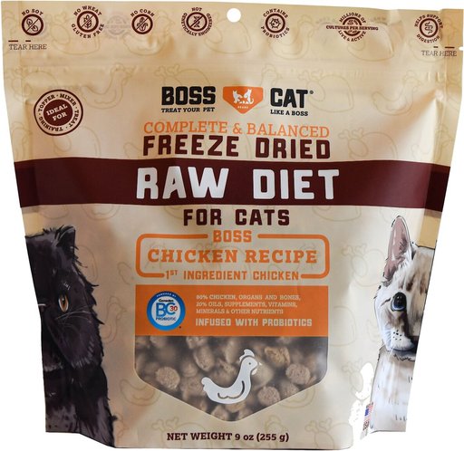 Boss Cat Complete & Balanced Raw Diet Chicken Recipe Freeze-Dried Cat Food, 9-oz bag