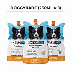 Tonisity DoggyRade Prebiotic Chicken Flavored Digestive Supplement for Dogs, 250-ml pouch, pack of 3
