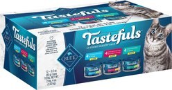 Blue Buffalo Tastefuls Tuna, Chicken, Fish & Shrimp Entrées Variety Pack Flaked Wet Food + Wilderness Pate Variety Pack Duck, Chicken & Salmon Grain-Free Cat Canned Food slide 2 of 9