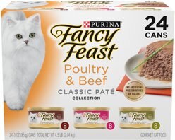 Fancy Feast Gourmet Filet Mignon Flavor with Real Seafood & Shrimp Dry Food + Poultry & Beef Classic Pate Variety Pack Canned Cat Food slide 2 of 9
