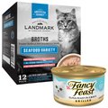Fancy Feast Grilled Tuna Feast in Gravy Canned Food+ American Journey Landmark Broths Seafood Variety Pack Wet Cat Food Complement Pouches